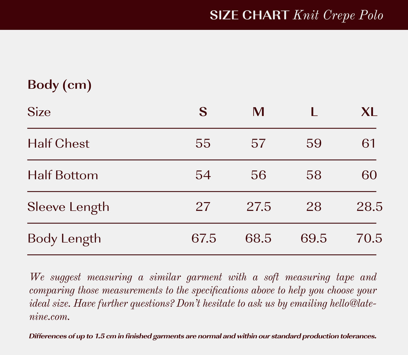 Size Guide