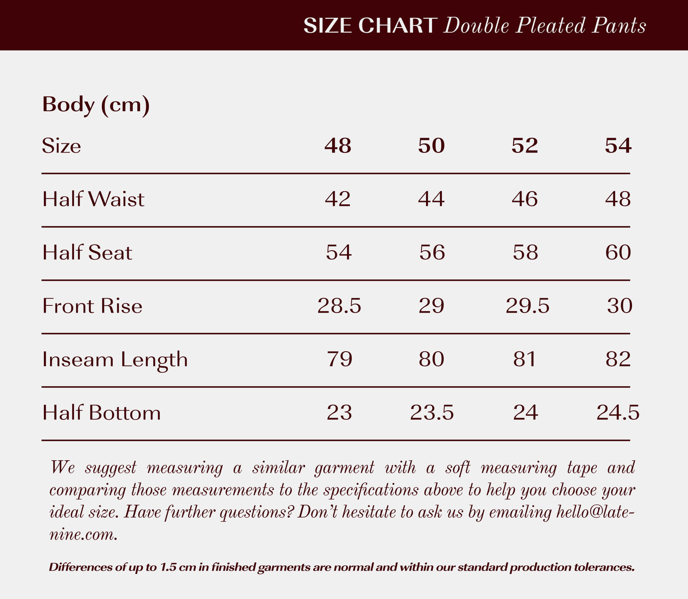 Size Guide
